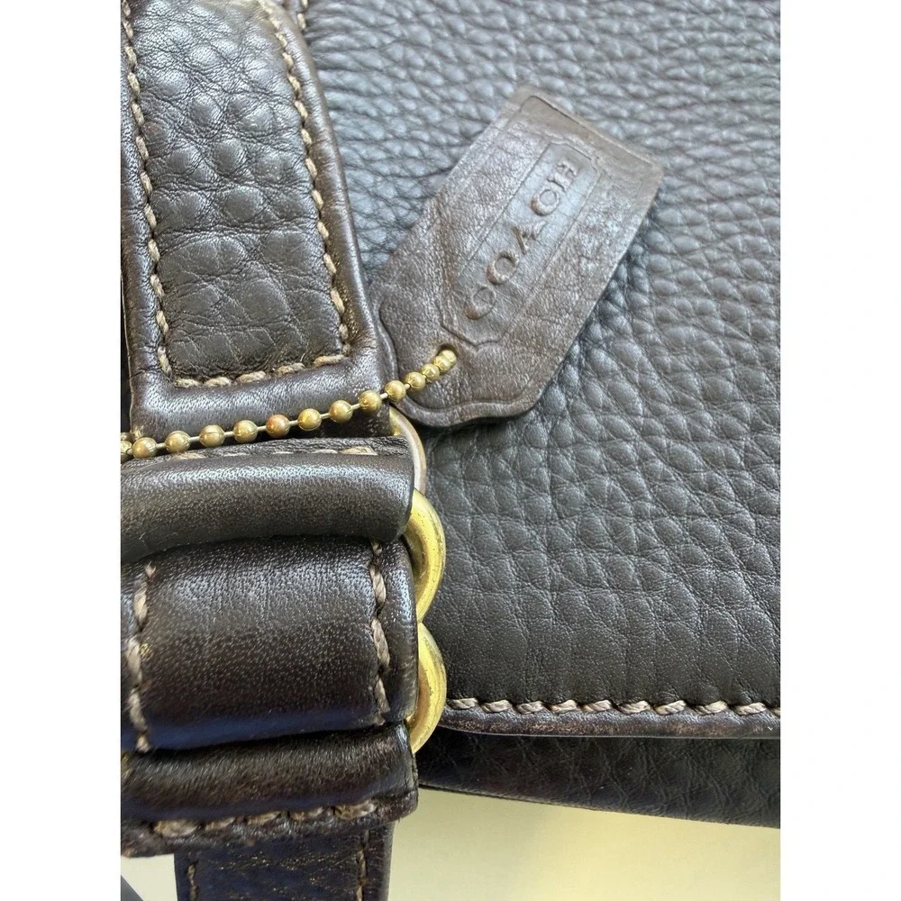 Vintage Coach Sonoma 4929 Chocolate Brown Crossbody Purse Pebbled Leather 90s
